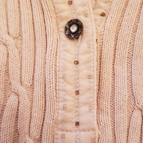 BLUE WILLI'S DENMARK, IVORY/BEIGE CABLE KNIT COLLARED SWEATER, XL - Picture 5 of 7
